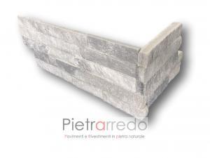 Rivestimento angoli spigoli quarzite ghiacio pareti prezzo costi cladding cloudy grey stone costo grigio glitterato