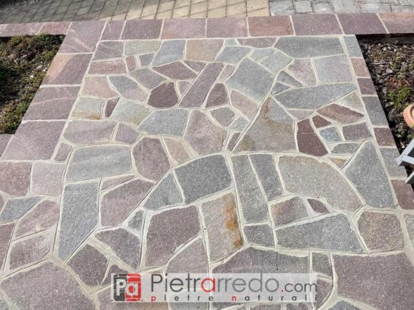 Pavimento in porfido mosaico lastrame prima scelta grigio viola bello pietrarredo prezzo costo offerta milano