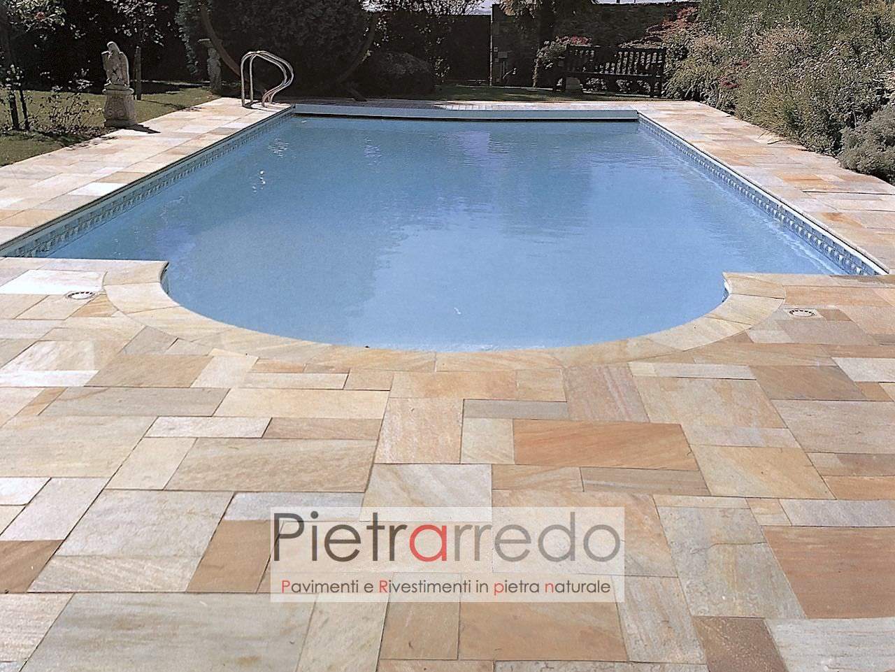 bellissima piscina con pavimento in quarzite brasiliana gontero prezzo costi offerte pietrarredo milano