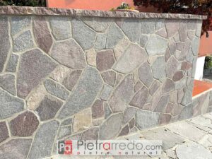 rivestimento muro di cinta mosaico porfido lastrame grigio viola bello elegante offerta prezzo pietrarredo milano parabiago costo mq