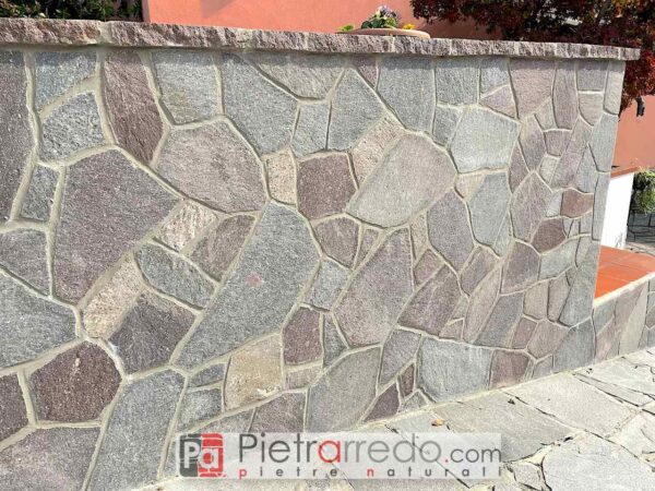 rivestimento muro di cinta mosaico porfido lastrame grigio viola bello elegante offerta prezzo pietrarredo milano parabiago costo mq