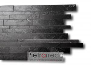 listelli muretti in pietra nera lucida anticata quarzite nera pietrarredo milano gontero lg070 prezzo costi muri facciate