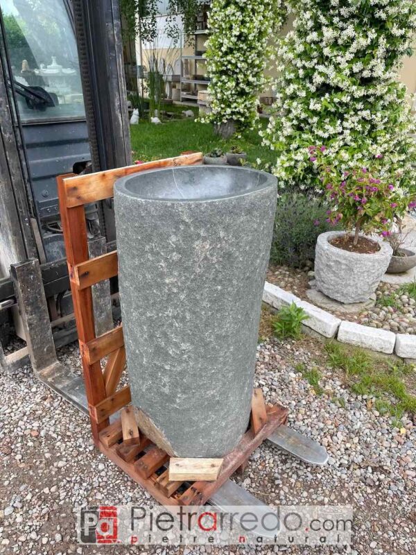 High pedestal sink in Sasso stone for monolith bathroom sink cost pietrarredo italy