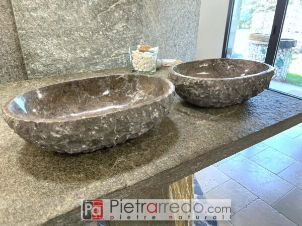 lavandino a spacco per bagno in sasso pietra naturale offerta costo pietrarredoo 55x35cm parabiago