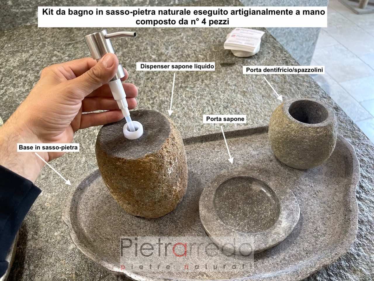 Set accessori per bagno moderni in pietra lavica Montiano