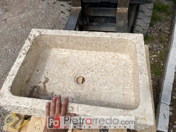 kitchen sink 50cm x 70cm elegant tuscan country sink travertine-like split farmhouse price pietrarredo milan
