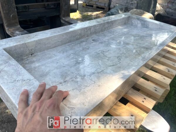 large bathroom sink in pietrarredo marble discount price onsale rectangular offers