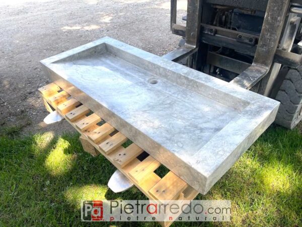 large long rectangular bathroom sink in natural stone marble price pietrarredo cost italy