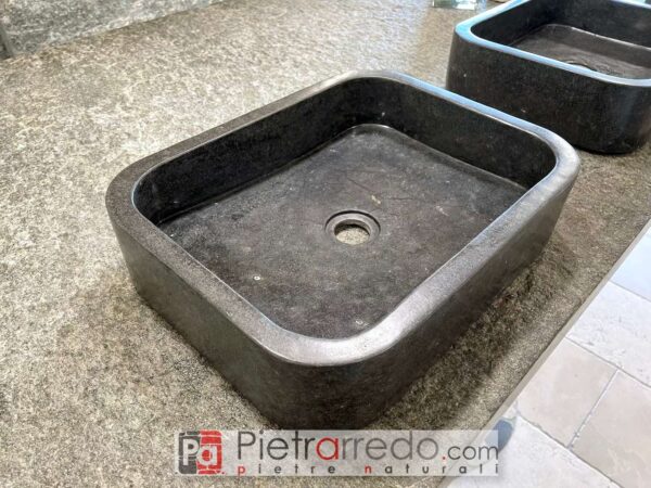 lavello da bagno in marmo nero ettangolare bello appoggio mod 33 45 x 35 cm pietrarredo prezzo costo