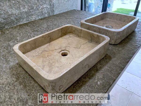 lavello lavabo da bagno marmo pietra naturale lucida rettangolare 45cm x 35 cm colore grigio beige prezzo costo pietrarredo mod 31 offerta arredobagno