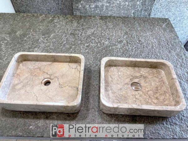 lavello lavabo da bagno marmo pietra naturale lucida rettangolare 45cm x 35 cm colore grigio beige prezzo costo pietrarredo mod 31 onsale