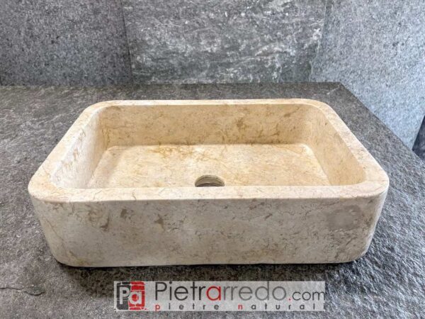 rectangular bathroom sink cream color travertine elegant natural marble stone 4cm x 60cm price pietrarredo Parabiago Milan Italy stone