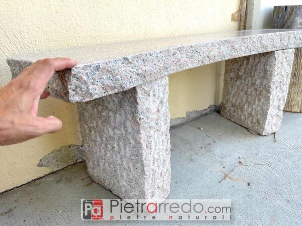 Aosta bench in Baveno Sardo pink granite cost price for garden furniture Pietraredo Milano Parabiago