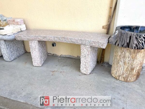 panchina aosta in granito rosa baveno sardo prezzo costo per arredo giardino Pietrarredo Milano Parabiago