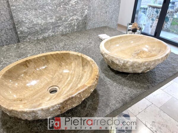 lavabo sobre encimera lavabo de baño en ónix cincelado a mano auténtica piedra beige dorada piedra tallada 50x40cm precio pietrarredo milán italia