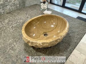 lavello lavandino in onice pietra naturale 45cm x 35 cm da bagno offerta e prezzo ovalu colore marrone beige pietrarredo italy stone offerte