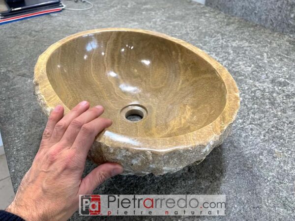 sink sink onyx natural stone 45cm x 35cm bathroom offer and price oval color brown beige pietrarredo italy stone