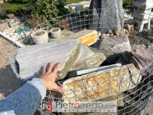 Giant rocks large stones for garden furniture decorations natural stone resistant in Brazilian quartzite yellow purple pink price pietrarredo parabiago milan