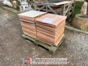 Offer slabs in natural stone pink quartzite from Brazil pano natural quarry for flooring 57x57cm warehouse stock Pietrarredo Italy