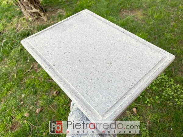 Piastre in pietra lavica per cottura alimentare, misura 40x30cm spessore 2cm con scanalatura raccogli grassi