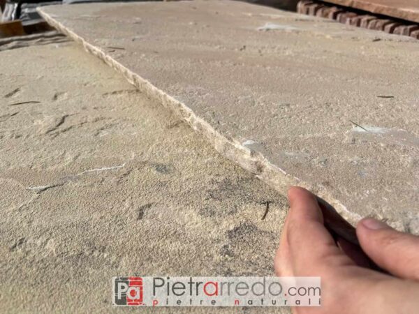 tiles slabs in antiqued sandstone bush-hammered 60x90 color Indian Yellow price Pietraredo outdoor stone flooring